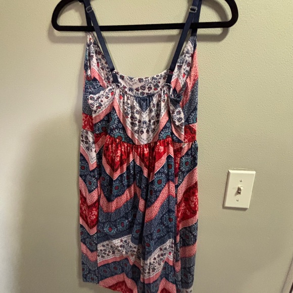 Allison Brittney Red and Blue Patterned Mini Dress - Picture 3 of 5